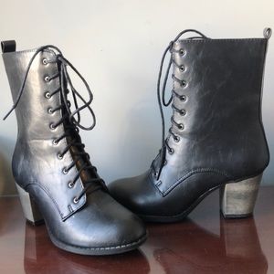 Leila Stone black leather booties - never worn